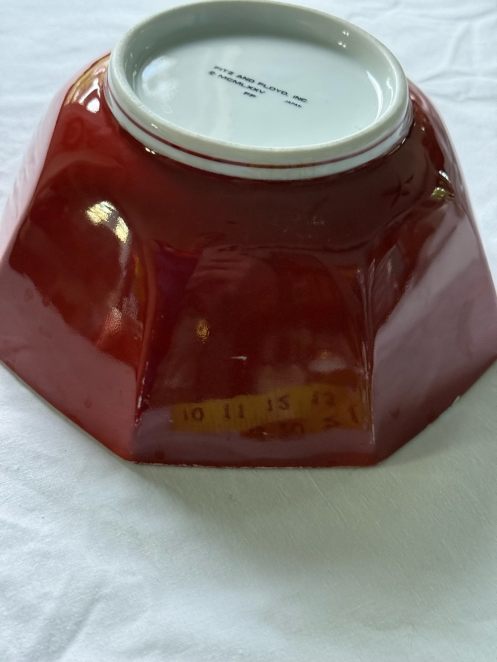 Fitz & Floyd Vintage Red Octagon Bowl 1985 Japan - Picture 14 of 16